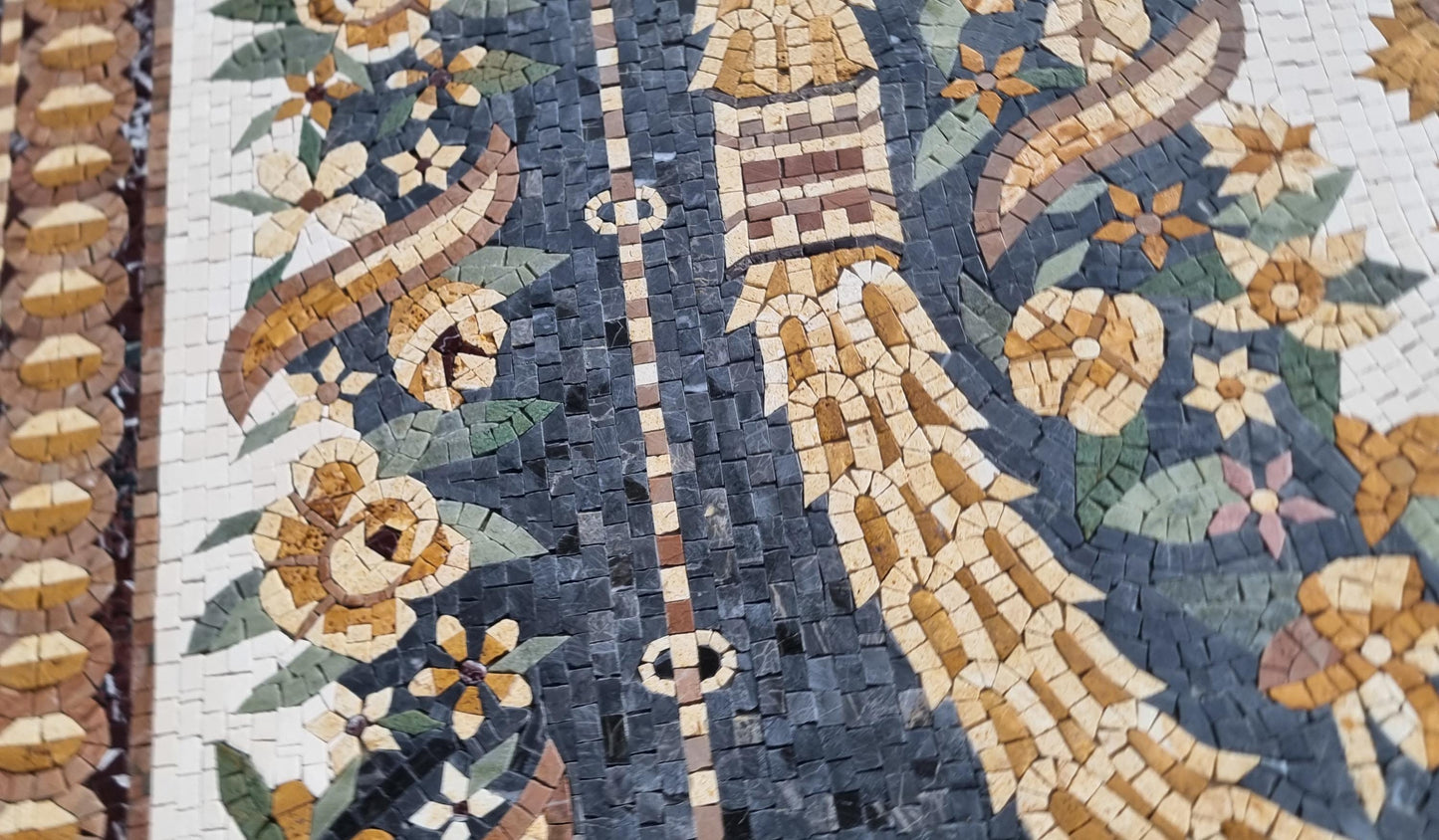80" x 56" Mosaic Floor Design – Custom Handmade Marble Tile Art, Large Floor Medallion, Luxury Flooring Decor, Customizable