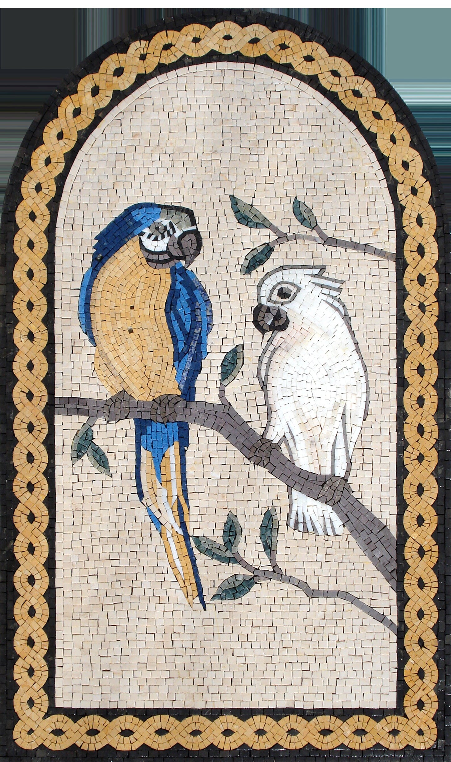 Handmade Macaw & Cockatoo Mosaic Tile Artwork (36" x 22")