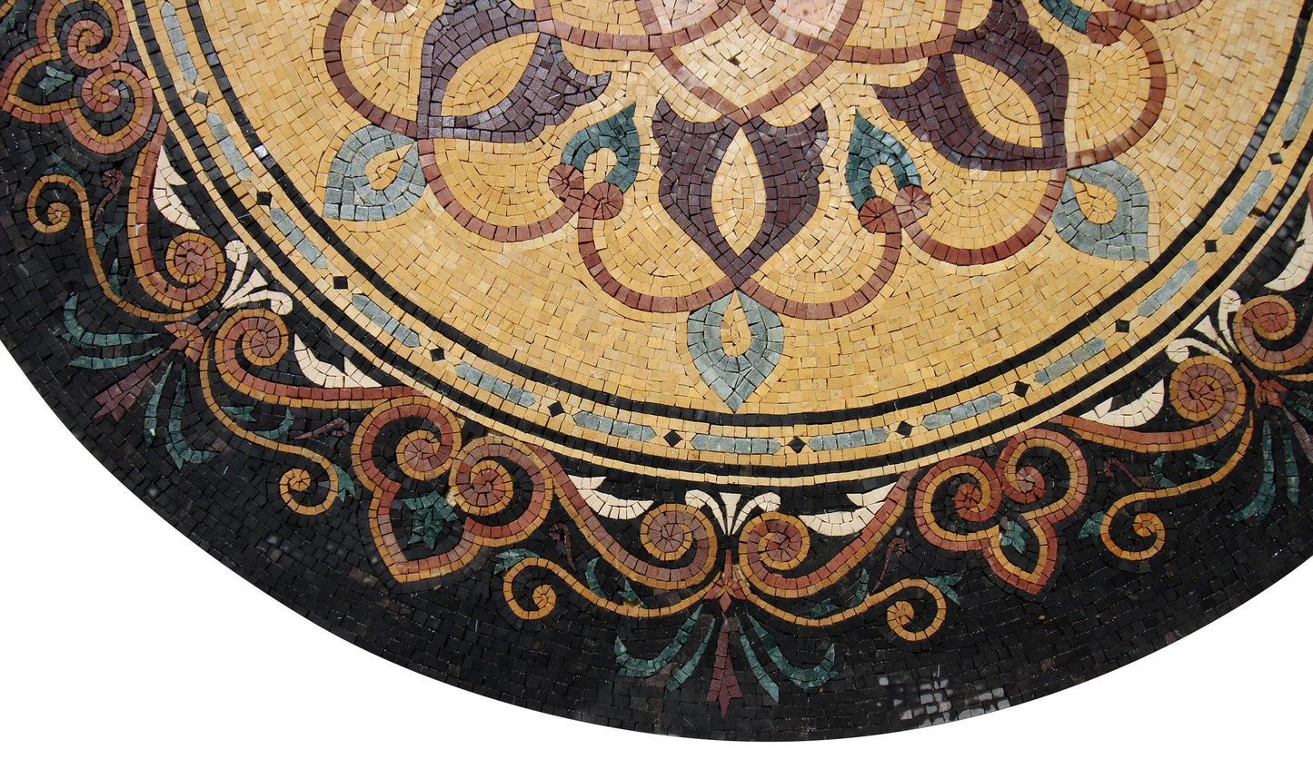 48" Romantic Elegance – Art Nouveau-Inspired Handmade Marble Mosaic Medallion - Customization available